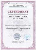 Сертификат участия во всероссийском мастер-классе "Применение ИТК на занятиях в детском саду" 2018г.
